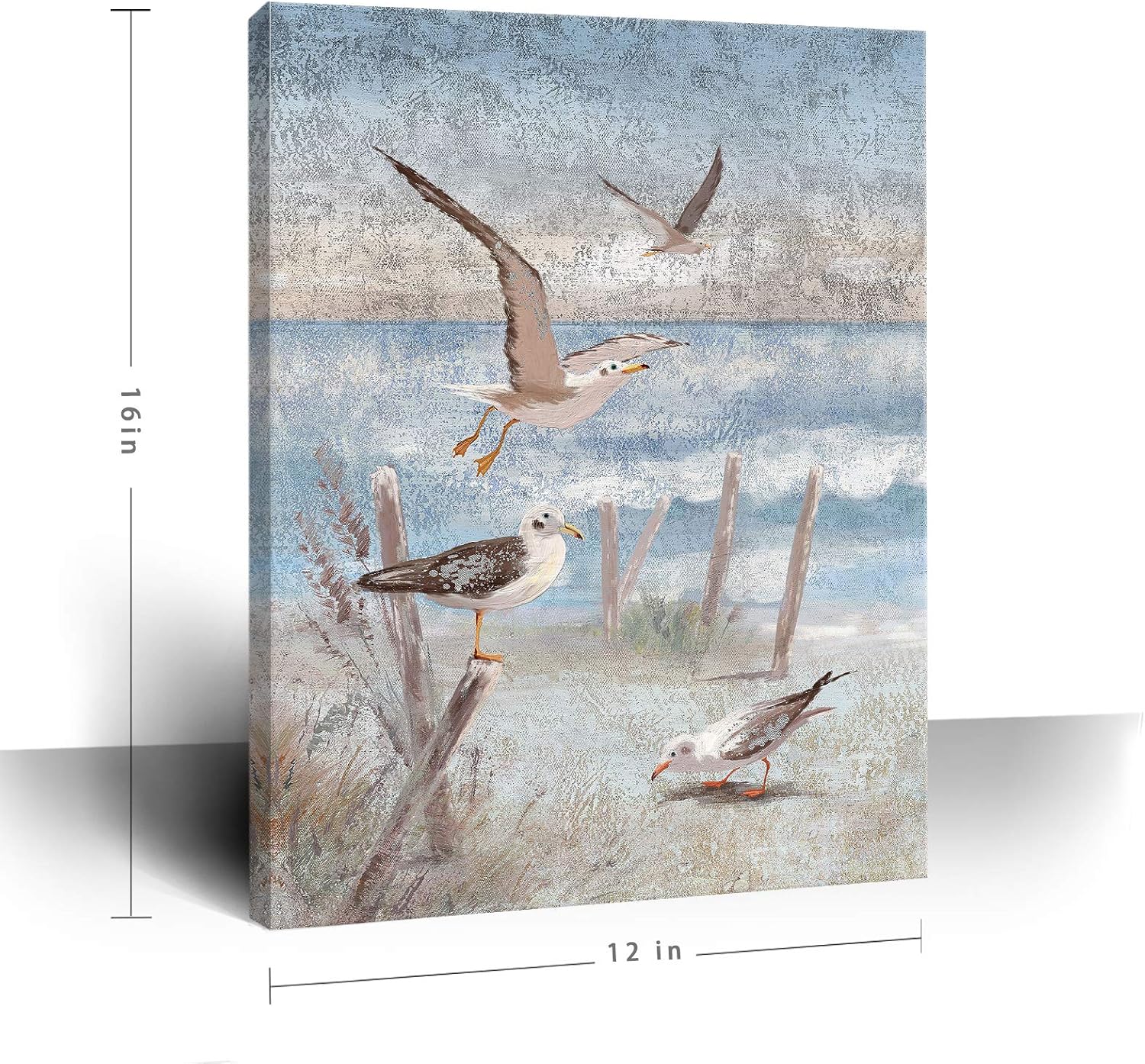 Framed Canvas Print Coastal Painting 12x16inch C1545