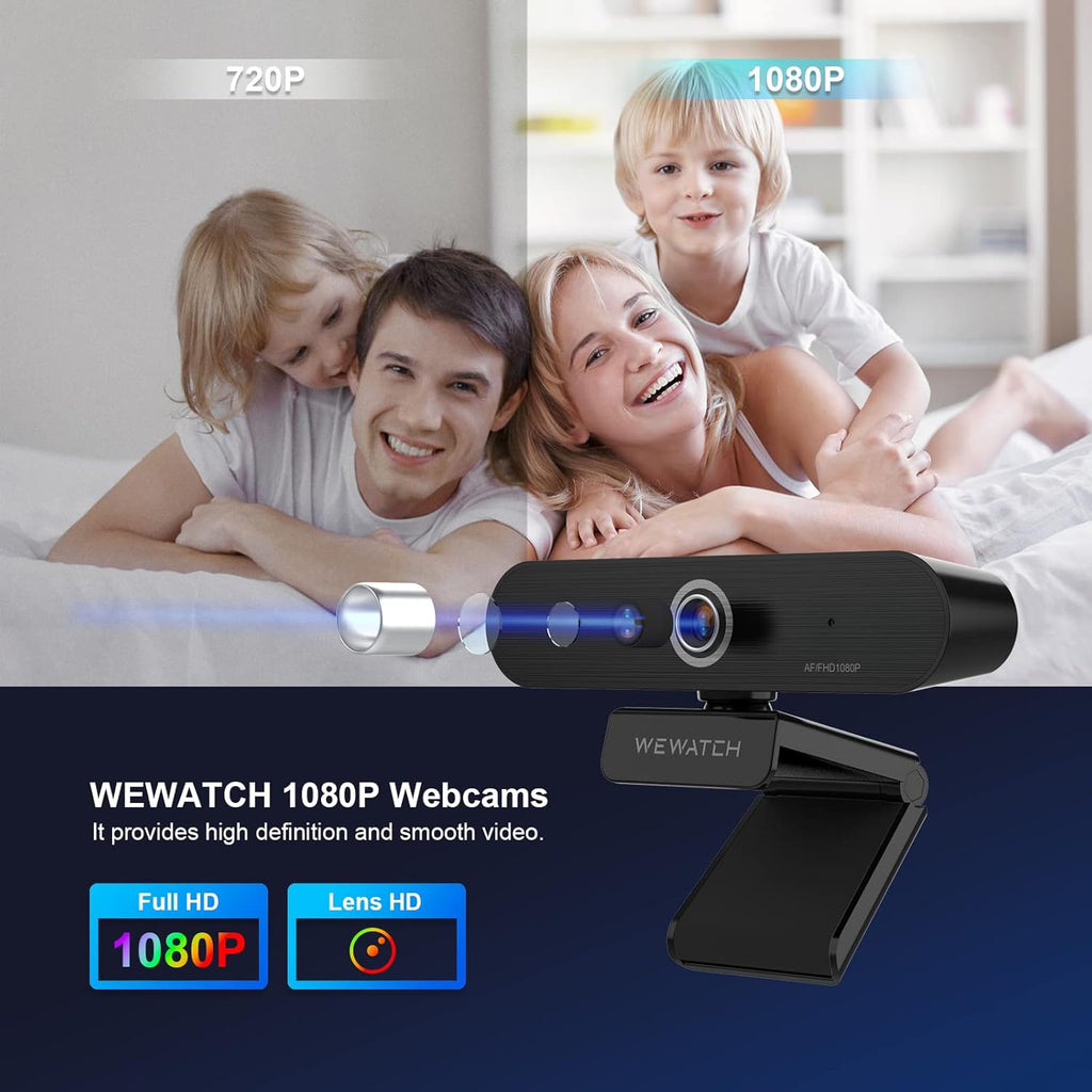 1080P Webcam with 2 Microphone, Auto Focus, USB, Low Light Correction J7699