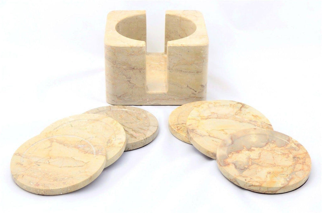 Sahara Beige Coasters with Square Holder (Set of 6) T39898