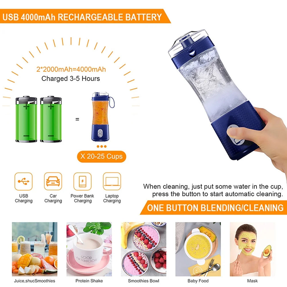 Portable USB Fruit Juicer Cup 4000mAh N3263