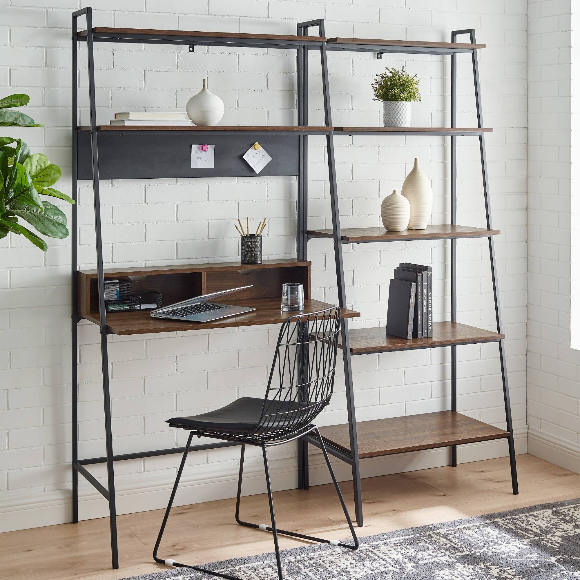 2-Piece Desk and Ladder Shelf Set - Rustic Oak N1091