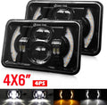 2pcs 4x6 Inch LED Headlights Sealed Beam 80W Amber Halo Rectangular O194