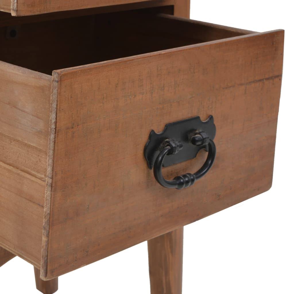 Brown Solid Fir Wood Bedside Cabinet 40x29x68 cm F5003