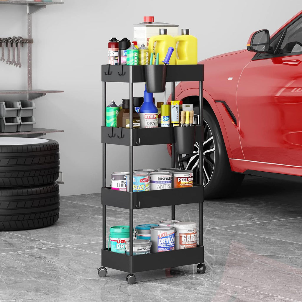 Black 4-Tier Rolling Utility Cart H8321