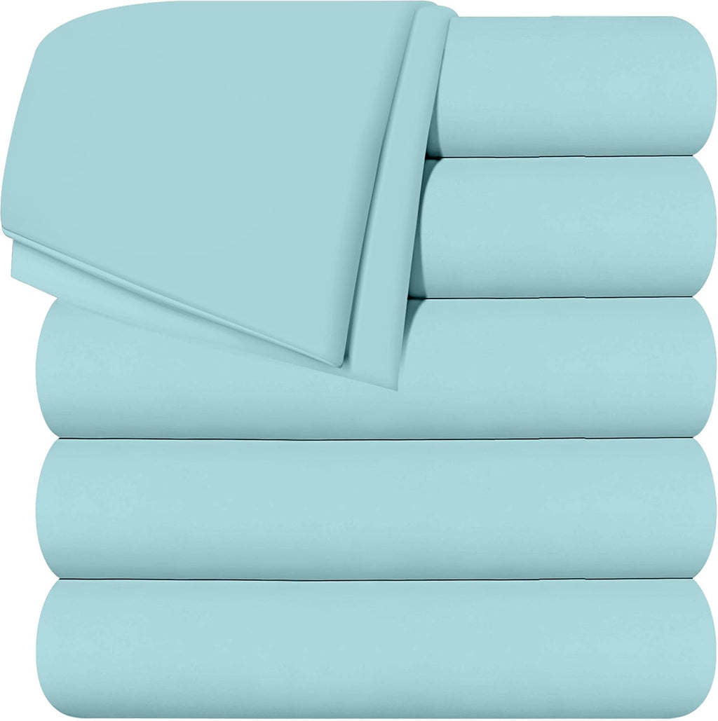 Twin White Pack of 6 Soft Brushed Microfiber Flat Sheets G47116