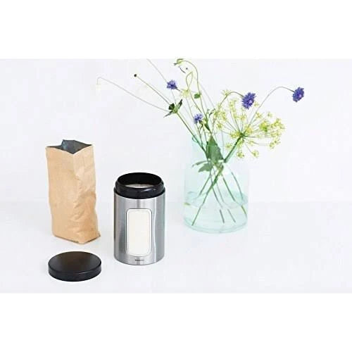 3-Piece Window Canister Set, 1.4-Liter, Matte Steel with Black Lid I85815