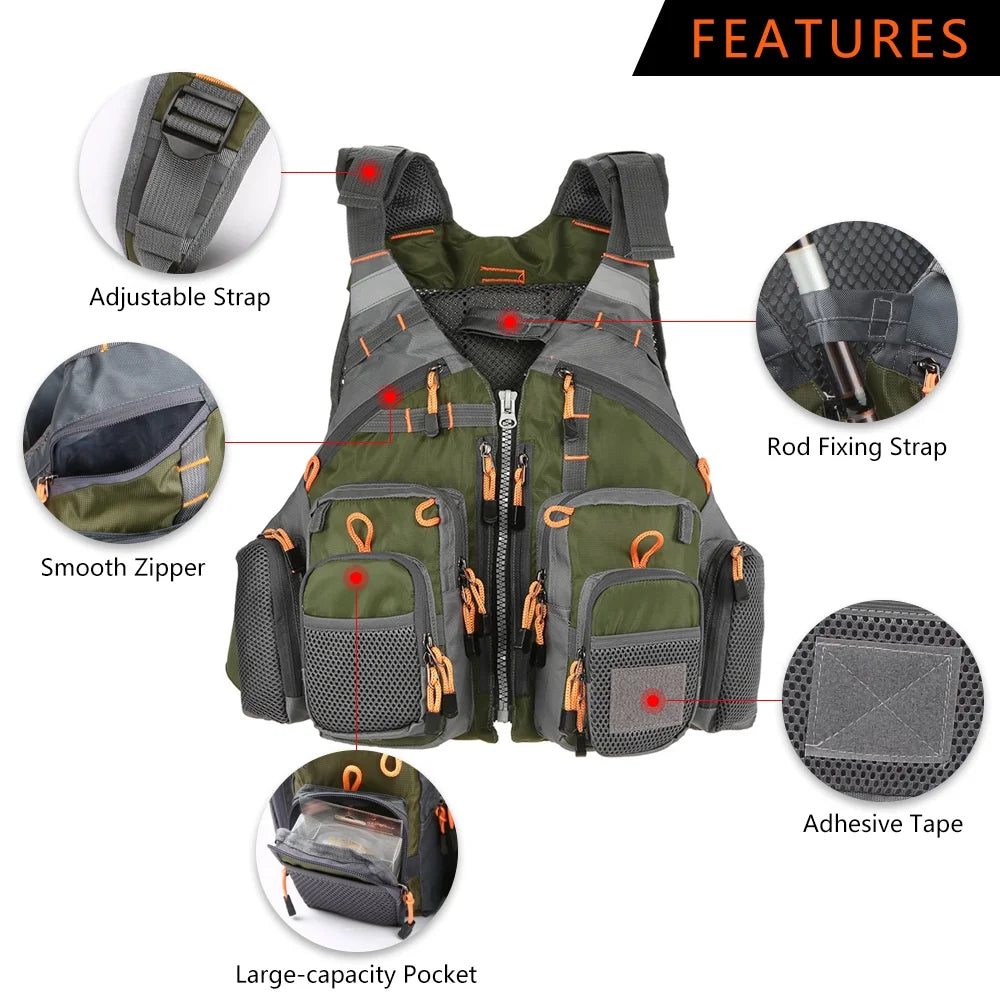 Breathable Padded Fishing Life Jacket Swimming Sailing Waistcoat Utility Vest Floatation Device O744511
