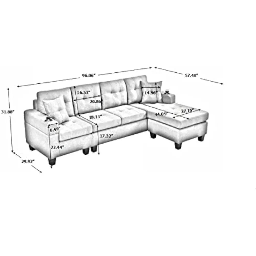 Black L-Shaped Upholstered Sofa Bed with Reversible Chaise H199184