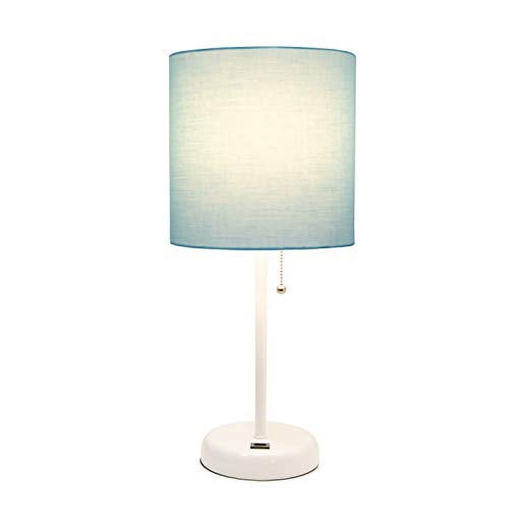 Aqua White Stick Lamp with Fabric Shade V32206