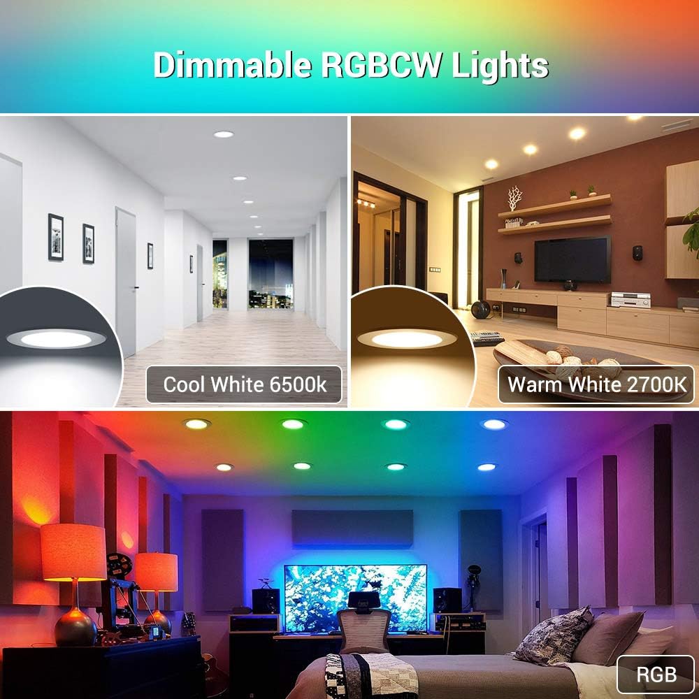 6 inch Color Changing Dimmable LED Recessed Lighting 4-Pack U460515