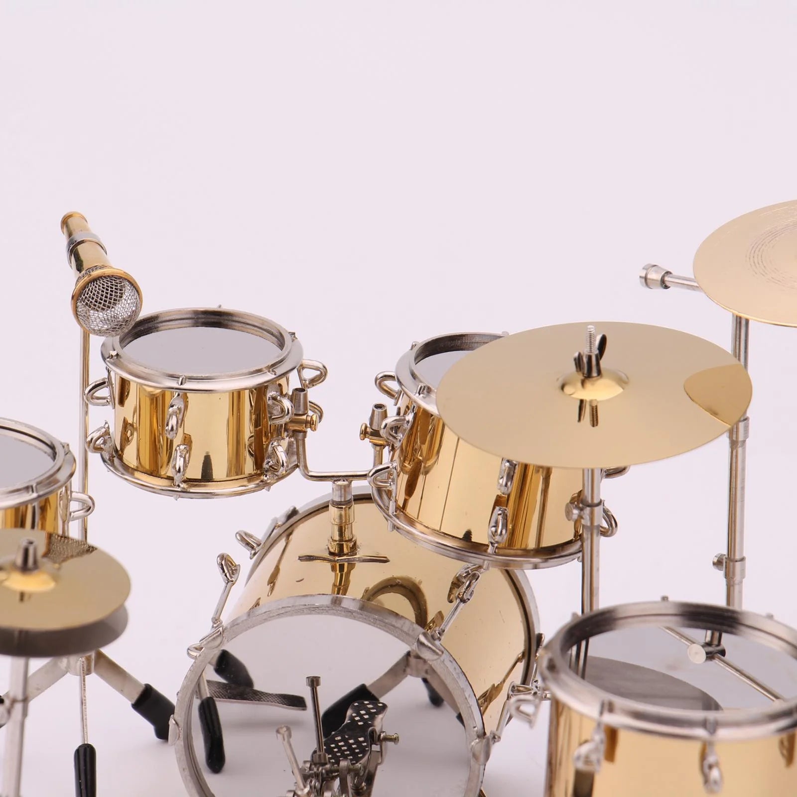 Gold Miniature Drum Set Dollhouse Ornament Photography Props R2829