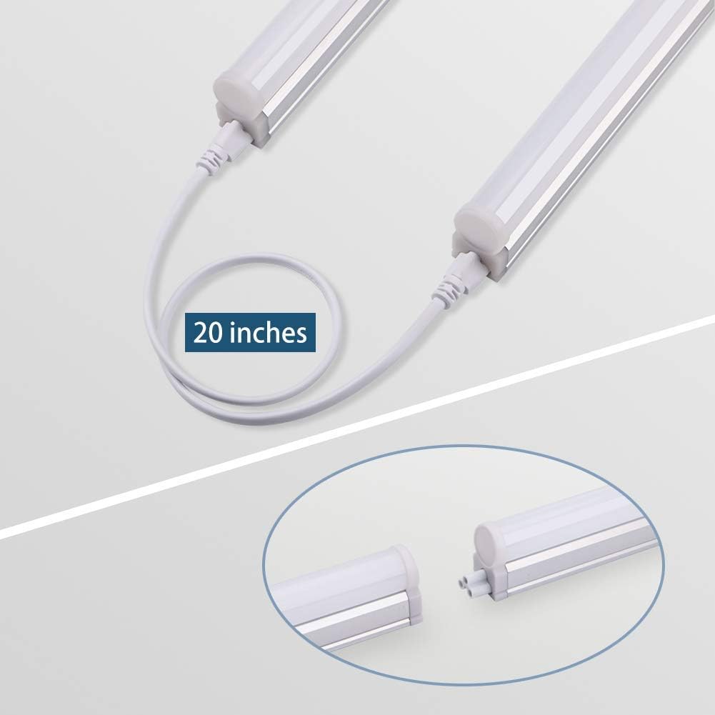 LED T5 Integrated Single Fixture, 4FT, 2200lm, 6500K, 20W, Utility Shop Light J8590