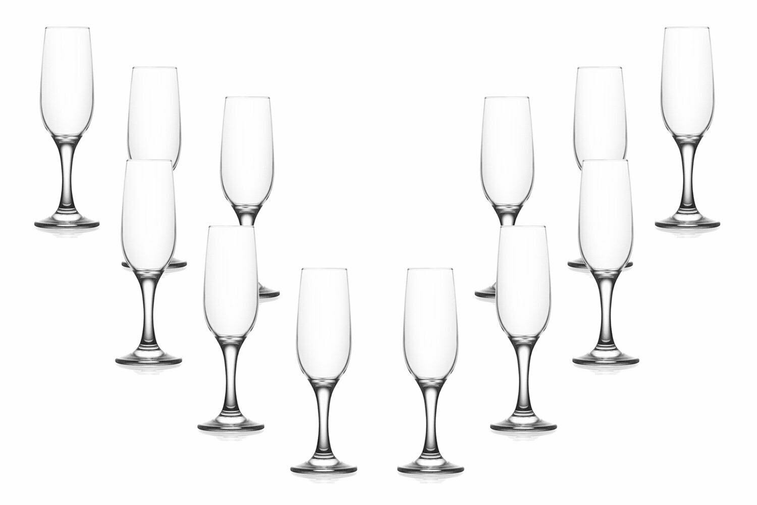 Set of 12 Stemmed Champagne Glasses 7.25 oz H19042