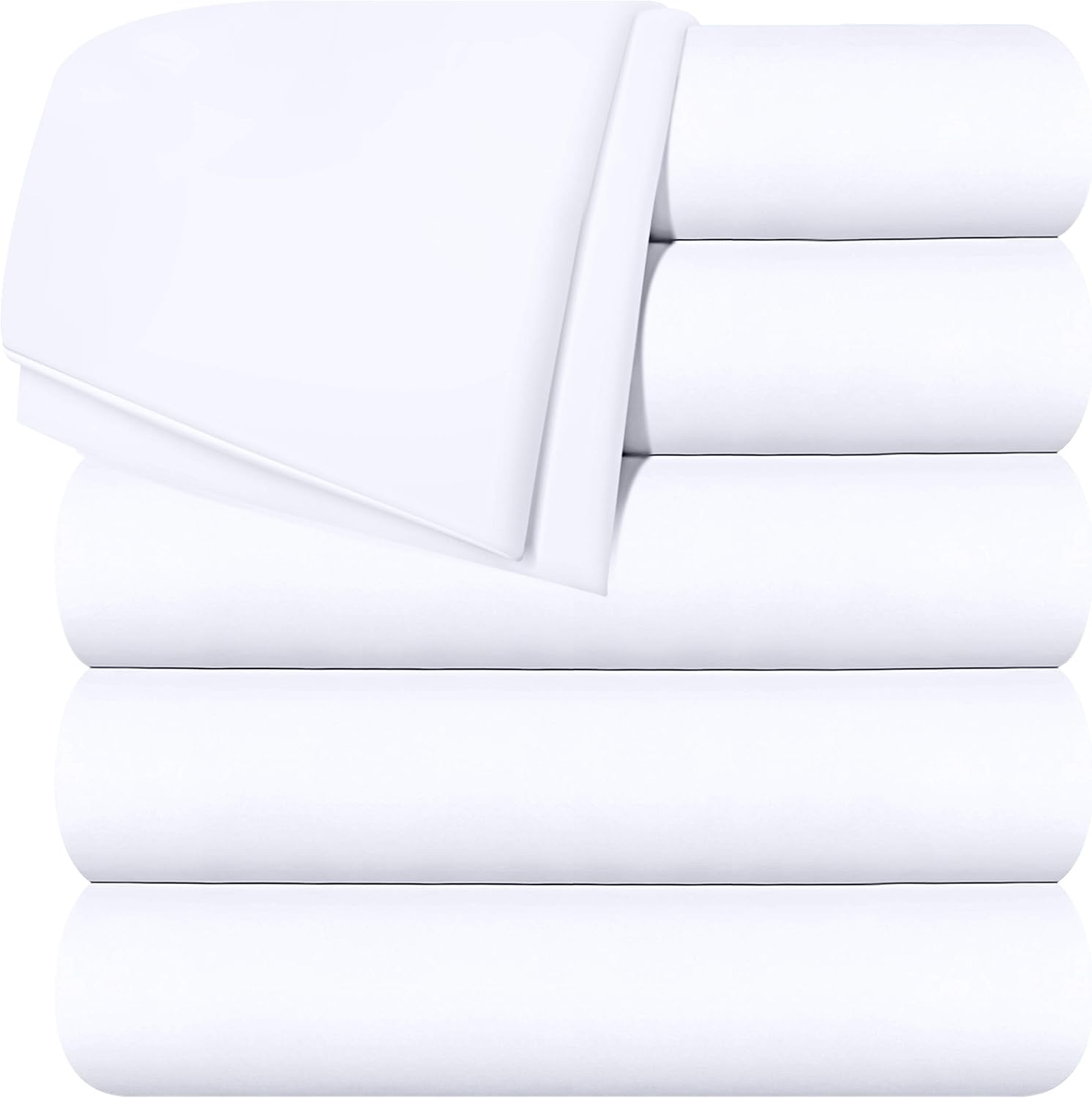 Twin White Pack of 6 Soft Brushed Microfiber Flat Sheets G47116