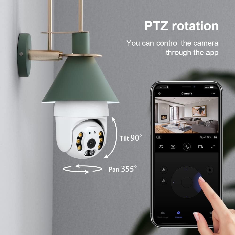 2K 3.0MP Light Bulb Camera with E27 Connector, Wireless PTZ Security Camera Motion Auto Tracking, Two Way Audio, Night Vision, Tuya 360 Degree Panoramic WiFi IP Camera Pack of 2 S906601