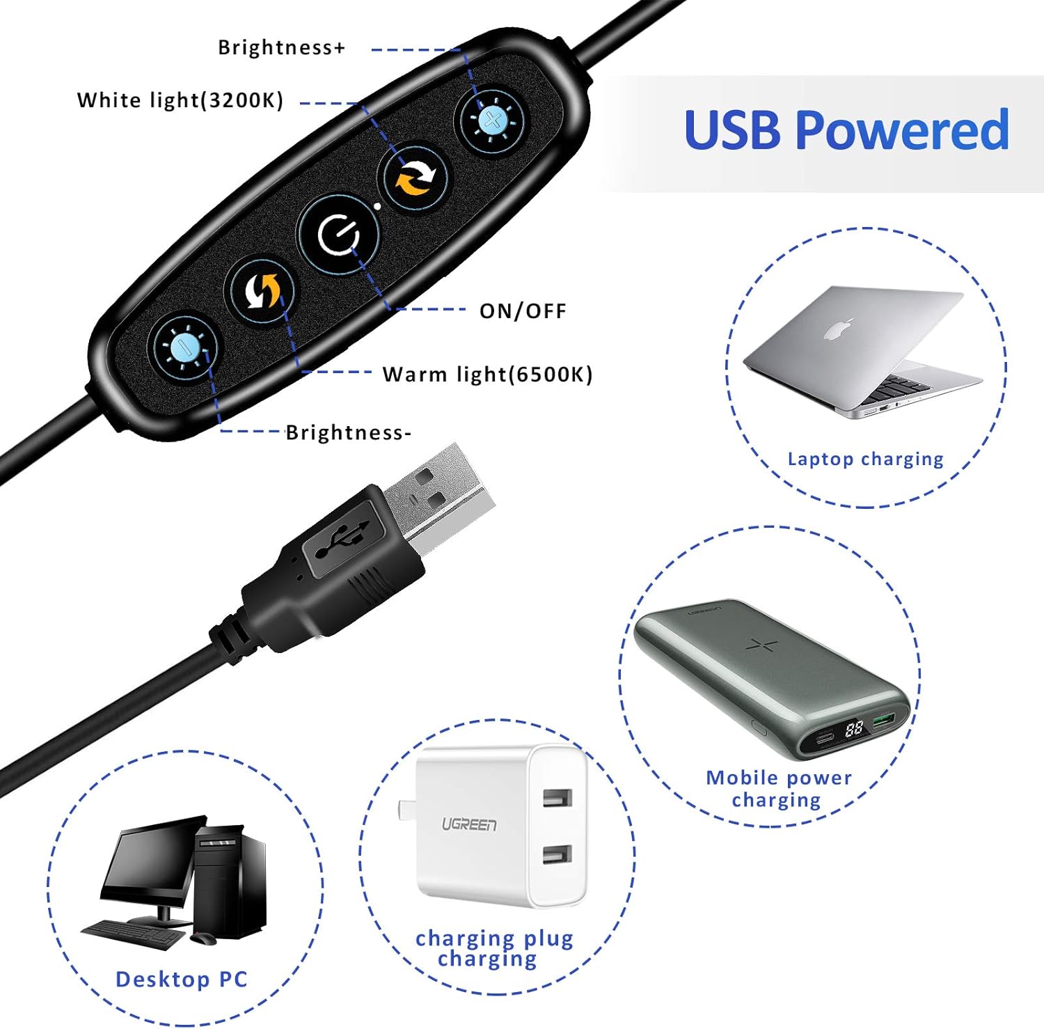 Video Conference Lighting Kit, Clip On Monitor Light, Pack of 2 B403979