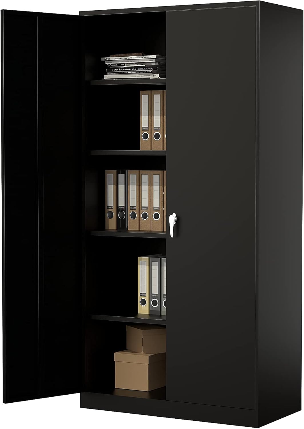 Metal Locker Storage Cabinets, 72" White Tall Steel Wardrobe with Hanging Rod, Shelves and Lockable Doors Q897841