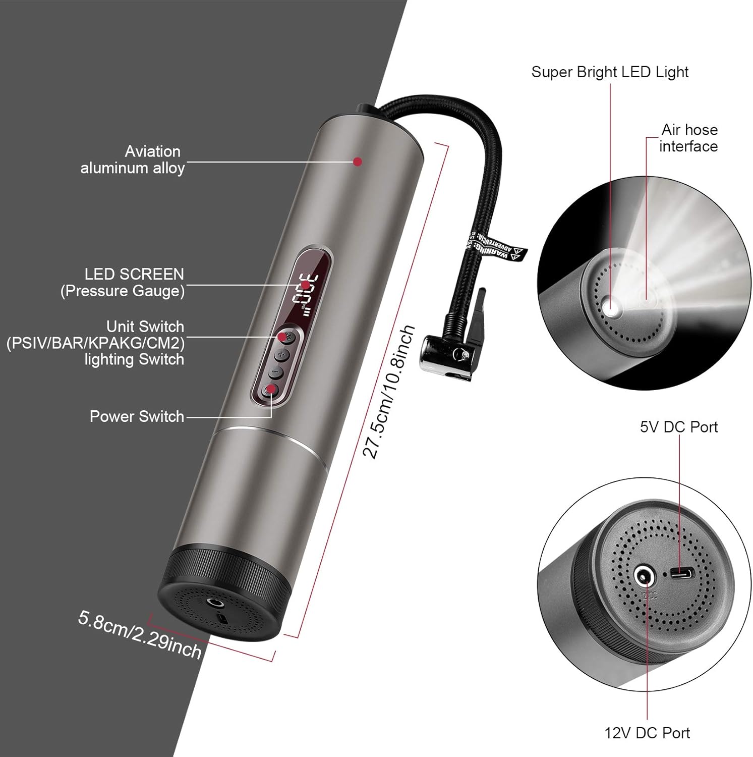 6600mAh Cordless Tire Inflator Air Compressor Pack of 2 E58098