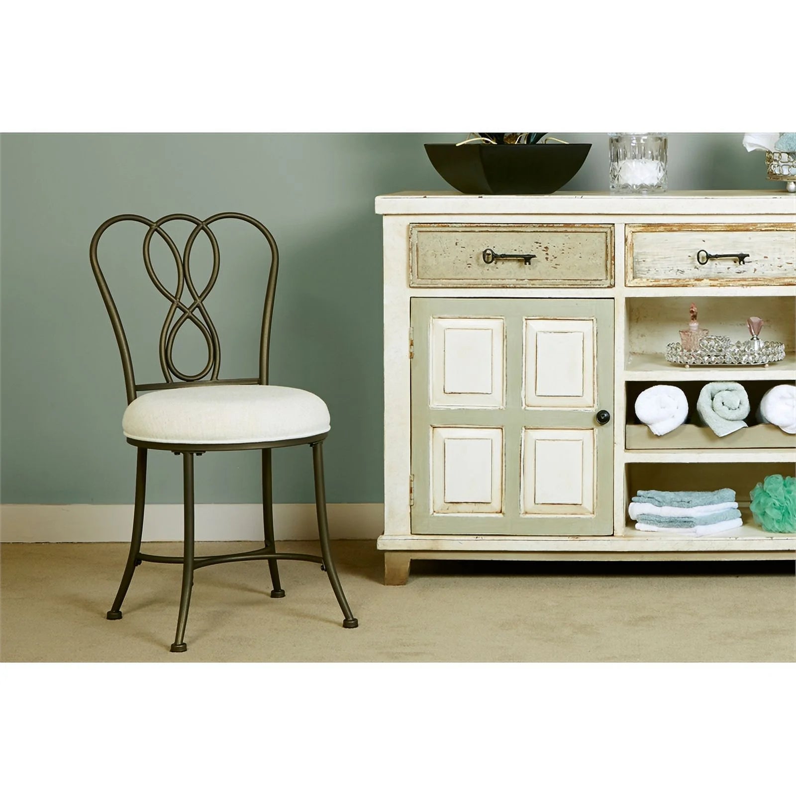 Fabric Upholstered Vanity Stool C45455