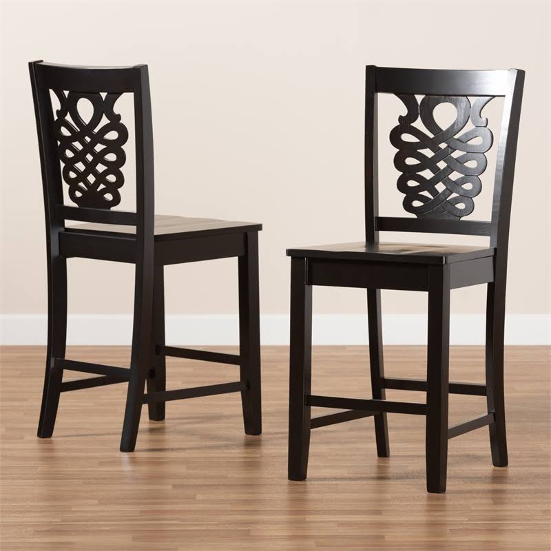 Dark Brown Wood 2-Piece Counter Stool Set X14824
