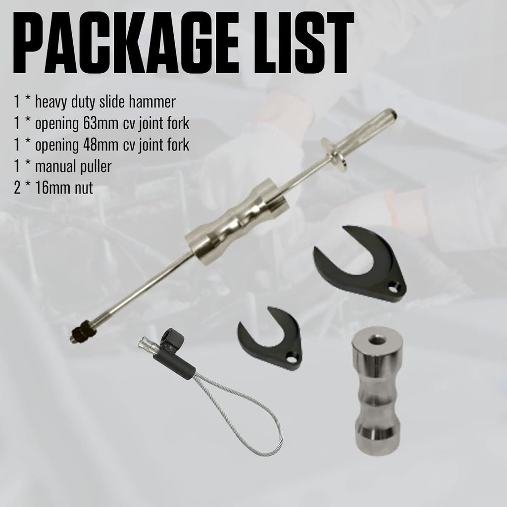 CV Axle Removal Tool Kit Slide Hammer with CV Joint Fork Adapter Attachments H687054