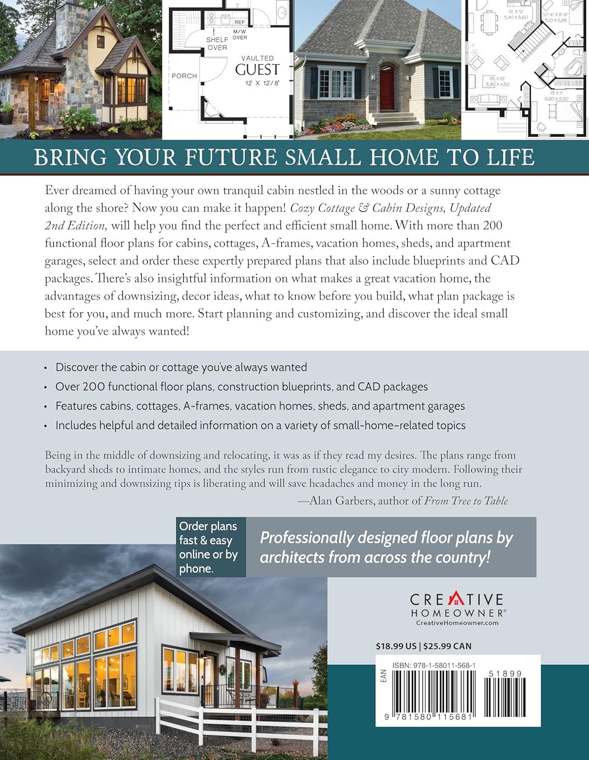 200+ Cottages, Cabins, A-Frames, Vacation Homes, Apartment Garages, Sheds & More Catalog of Plans I9455