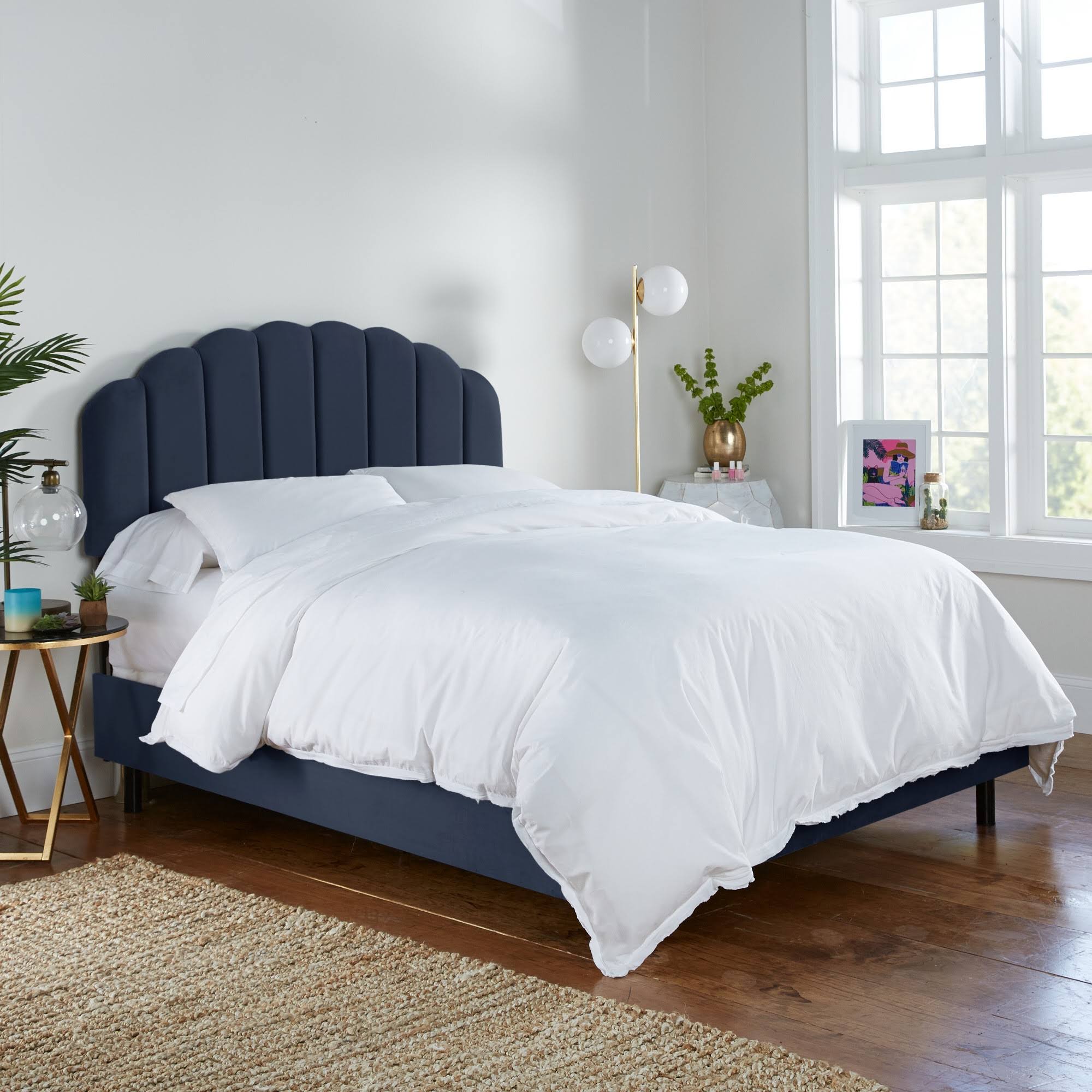 Navy Velvet Twin Bed V273200