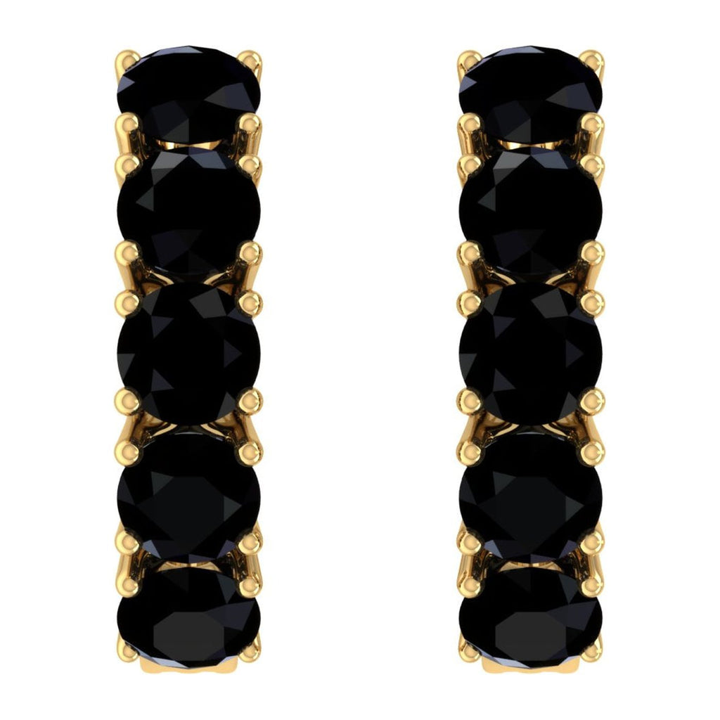 10K Yellow Gold Black Diamond Huggies Hoop Earrings N20552