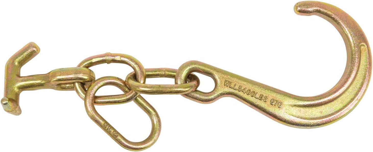 8" G70 J Hook with T-J Hooks and Enlarged Link, 5,400 lbs WLL, Pack of 2 O8519