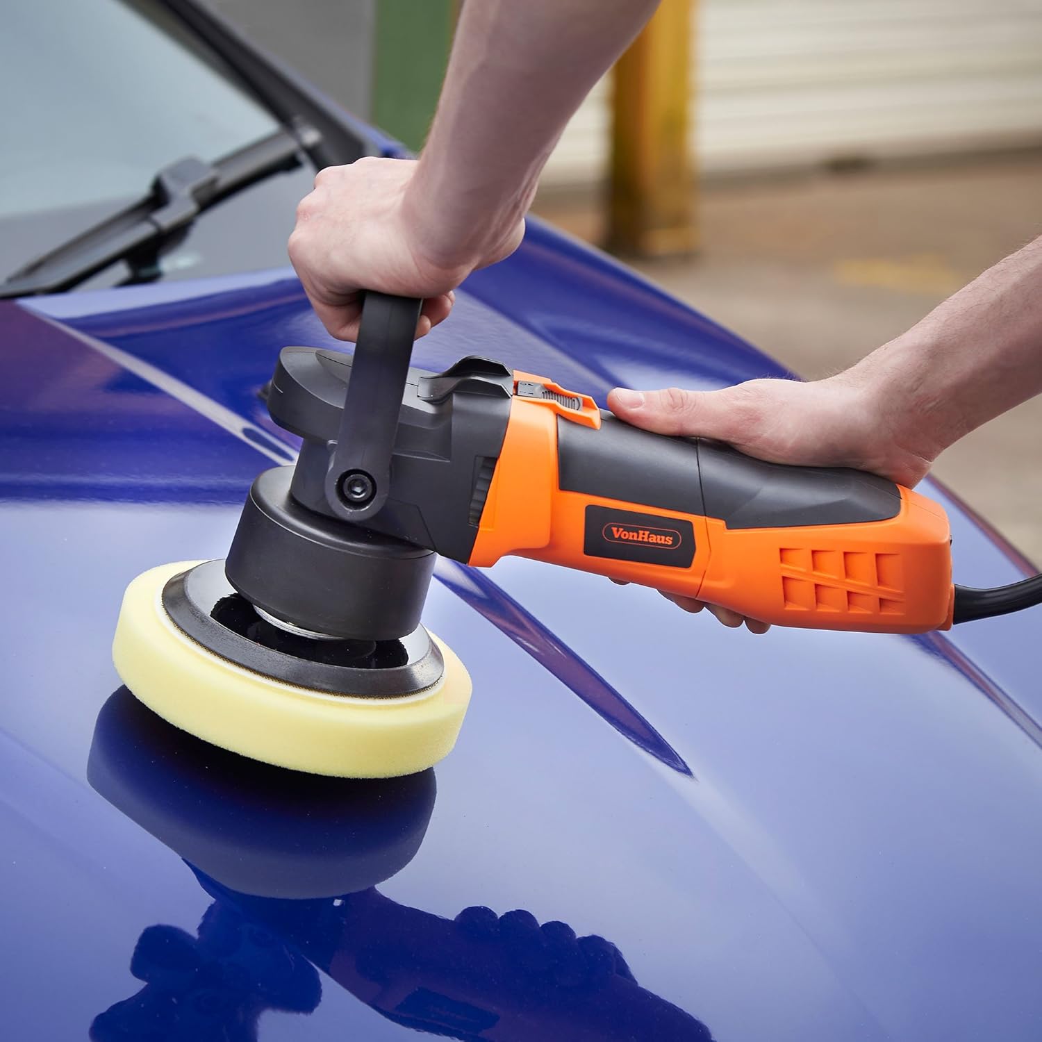 6 Dual Action Polisher Machine Kit with 4 Polishing Pads, Wash Mitt, Microfiber Cloth and Carrying Bag H4464
