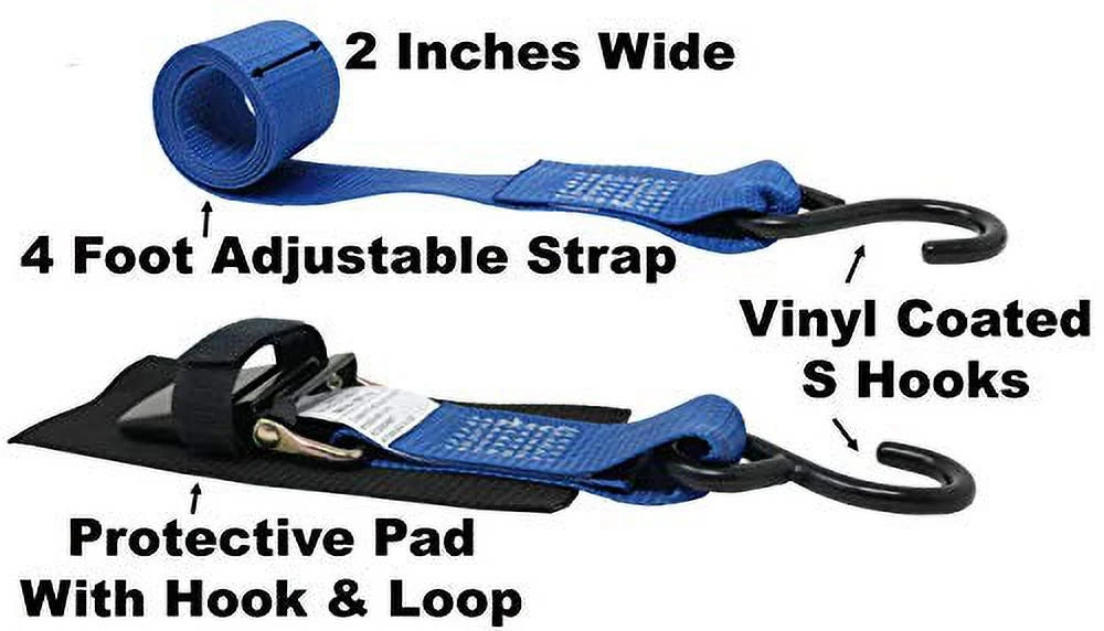 2 Pack 2 Inch x 4.5 Foot Quick Release Tie-Down with Hook and Loop Security Strap L704304