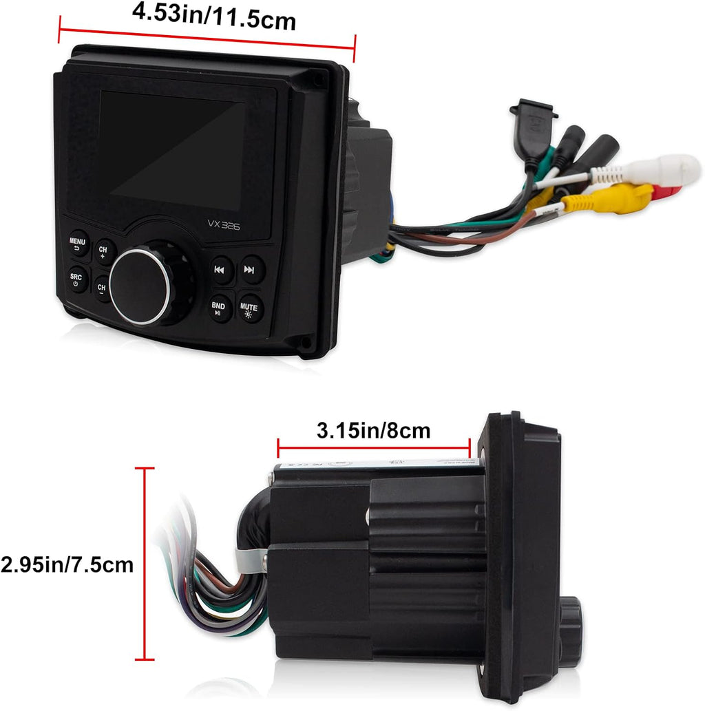 Marine Stereo Bluetooth Waterproof Digital Media Receiver with AM/FM, USB, MP3 Z396