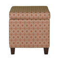 Geometric Patterned Square Wooden Ottoman with Lift Off Lid Storage Y391