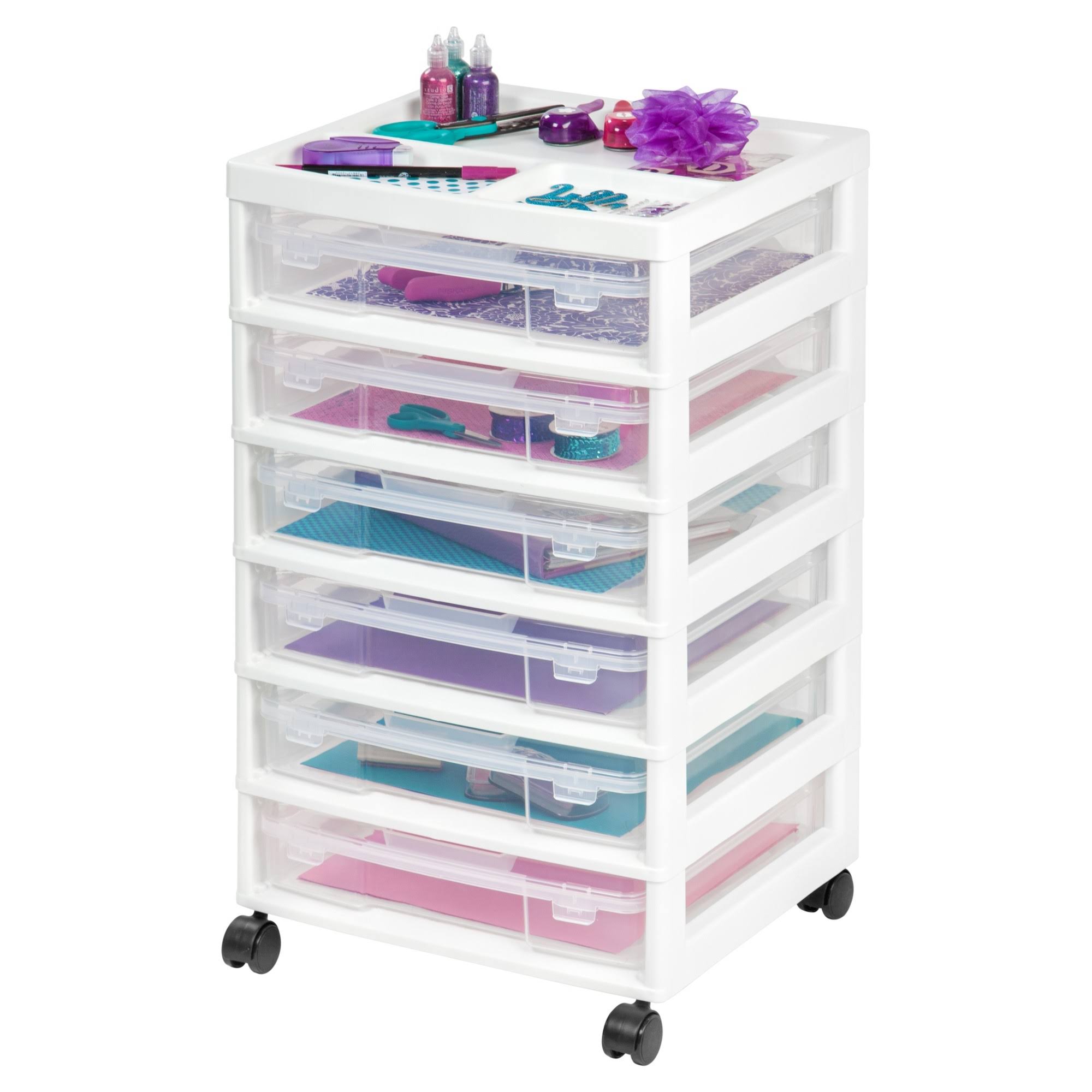White Scrapbook Cart with Organizer Top X6238