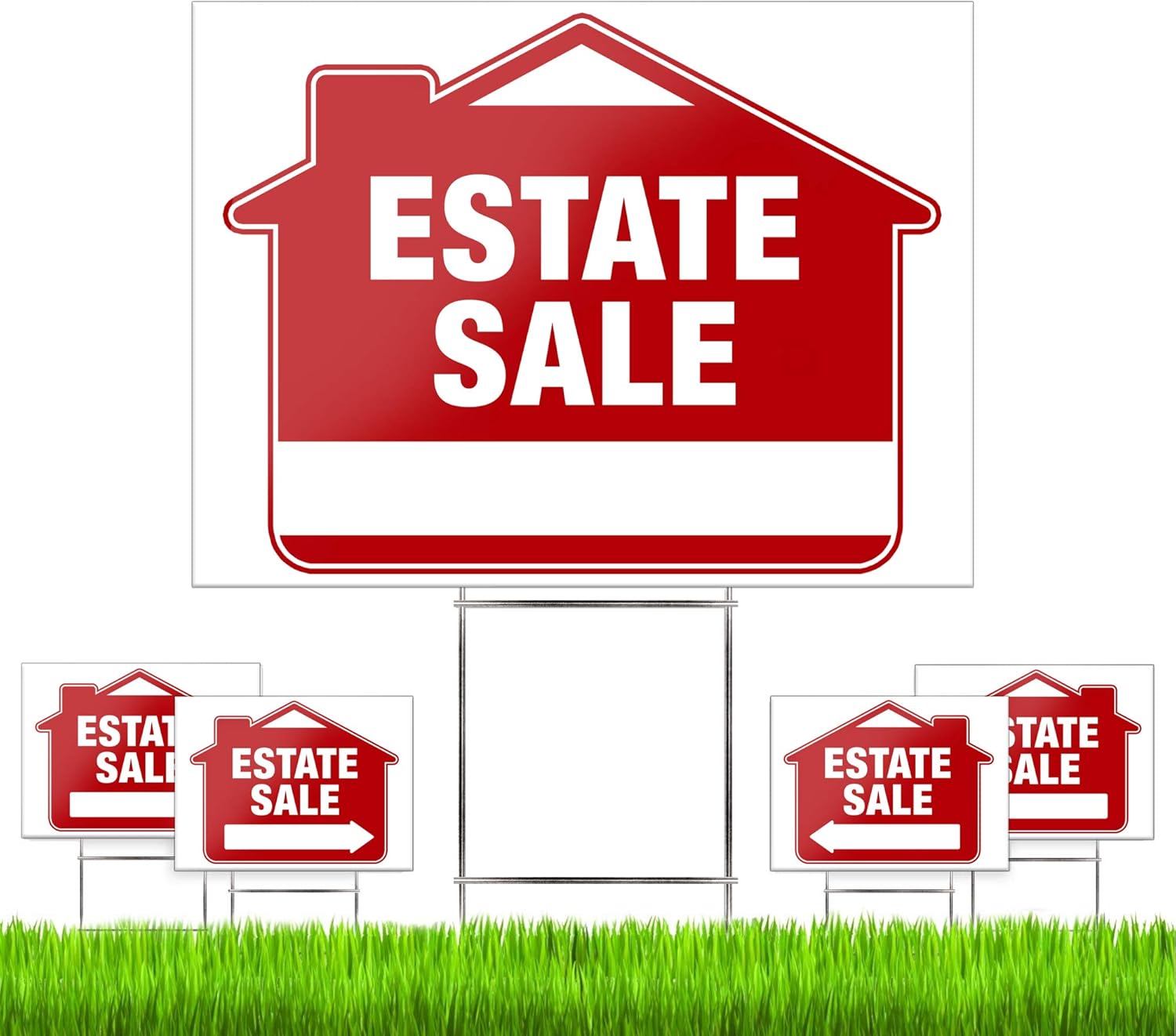 Estate Sale Signs 5 Pack, Double-Sided, Heavy Duty Stakes, Directional Arrows Z522