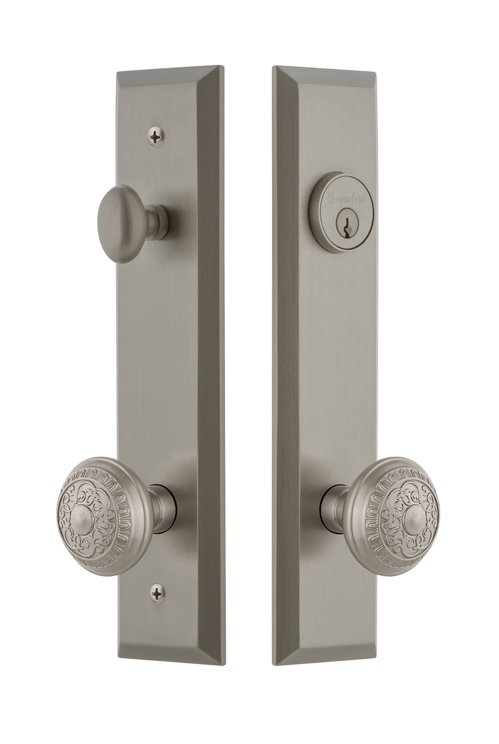 Satin Nickel Entry Set with Windsor Knob D341174