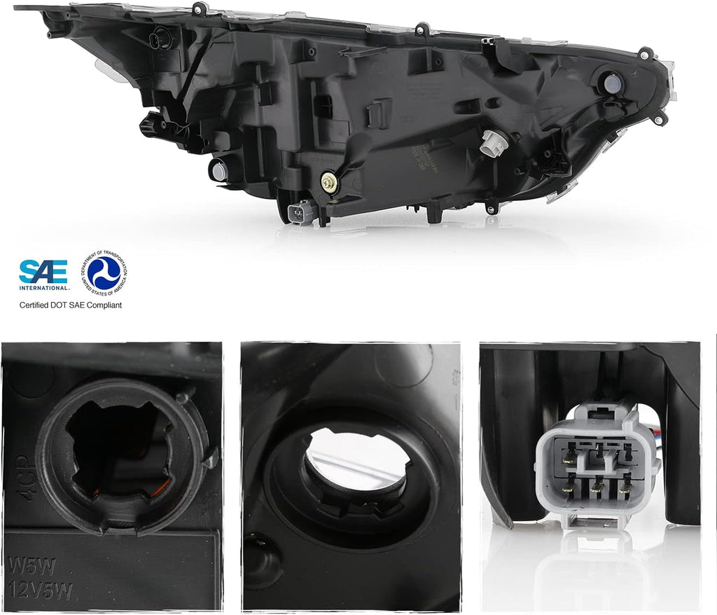 Black Bezel LED Headlights Housing Driver Left Side L830
