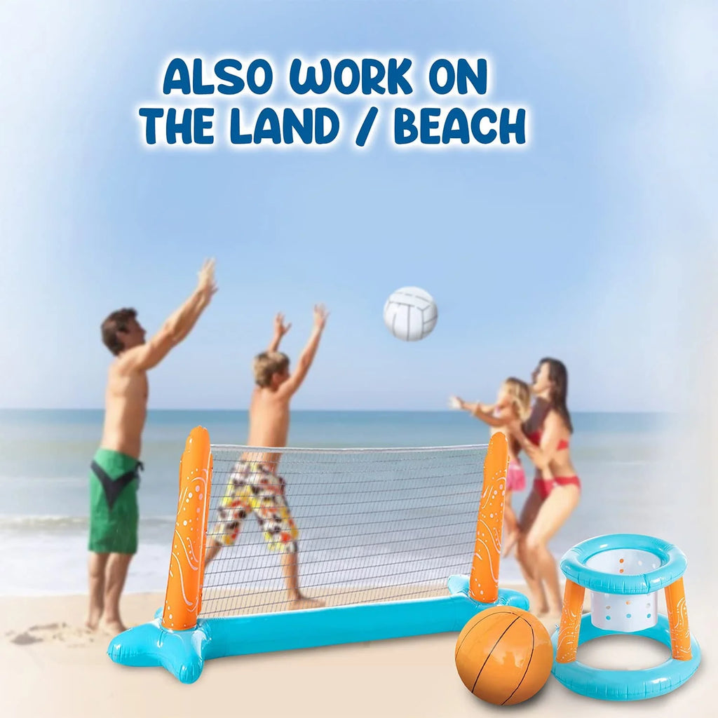 Light Blue Inflatable Pool Volleyball Game Set with 2 Ball Z795240