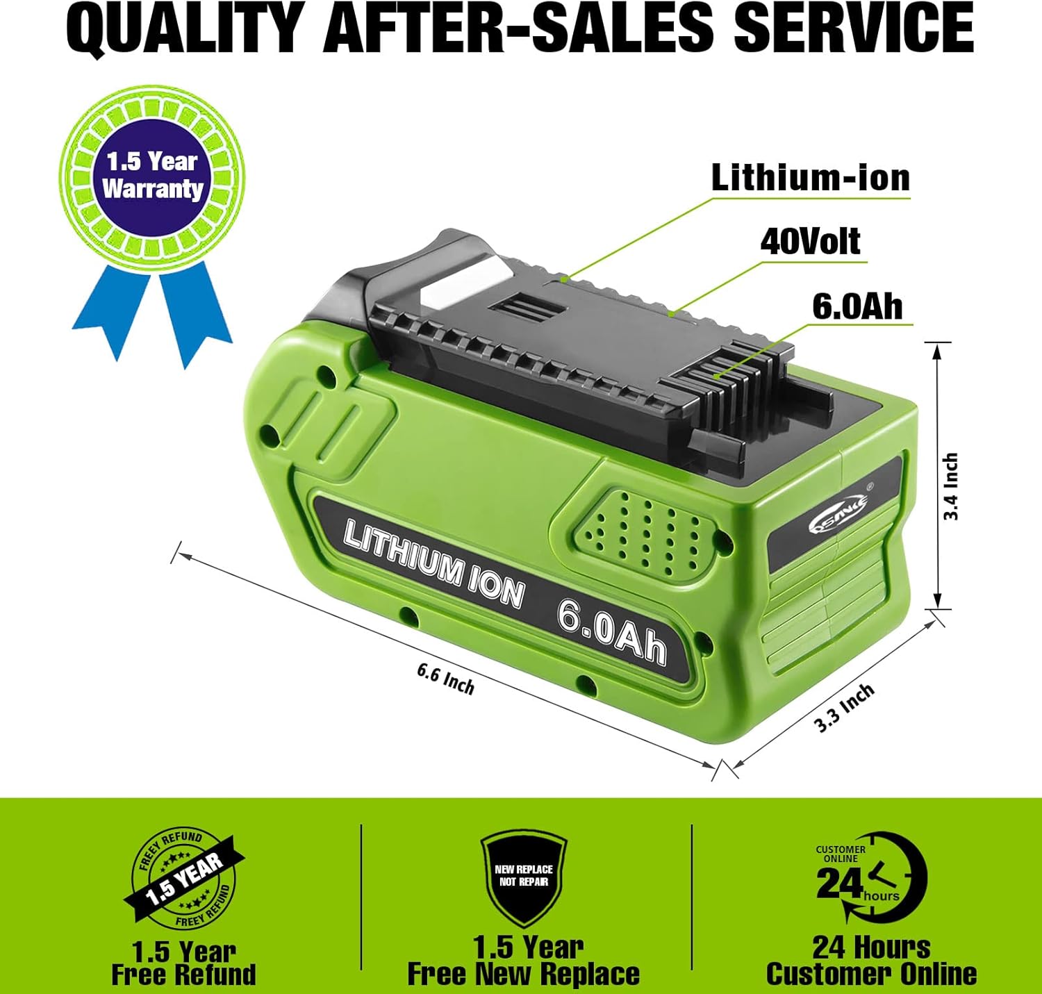 40V 6.0Ah Lithium Battery Pack of 2 S3412