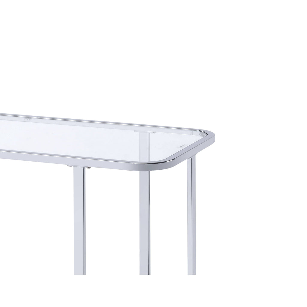 Silver Metal Sofa Table with Glass Top Q4343