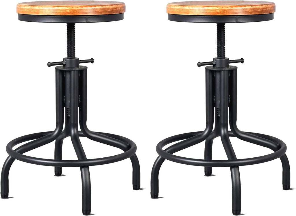 Black Wooden Top Bar Stool Set of 2 A465