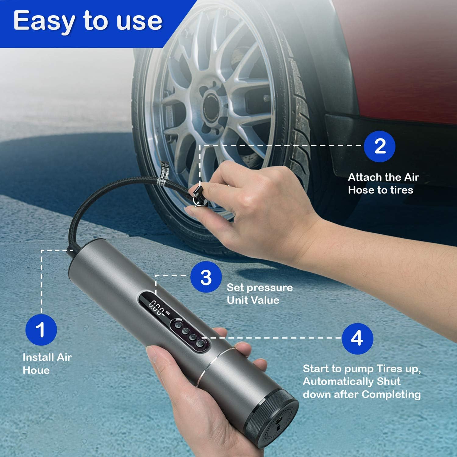 6600mAh Cordless Tire Inflator Air Compressor Pack of 2 E58098