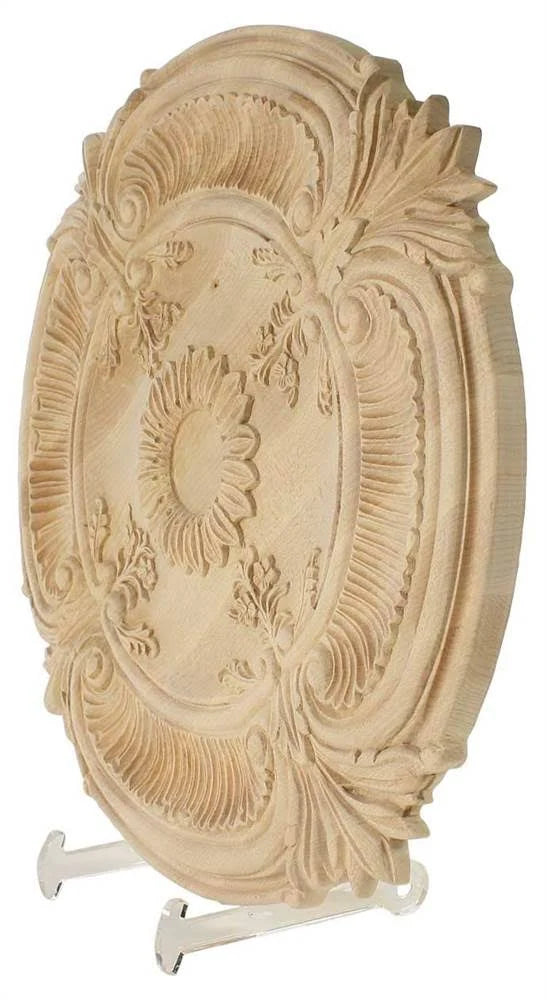 20-inch OD x 1 3/4-Inch P Carved Acanthus Leaf Ceiling Medallion Red Oak U22886