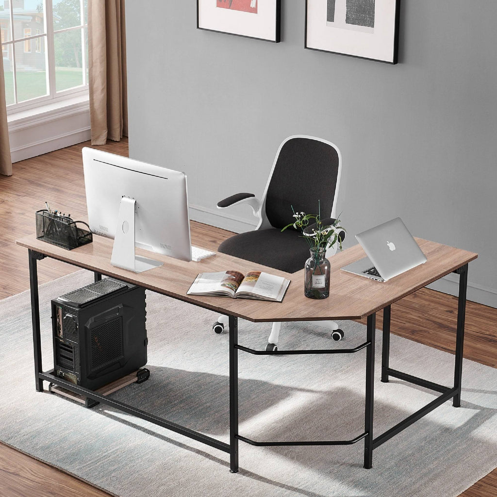 Oak L-Shaped Office Computer Desk F6131