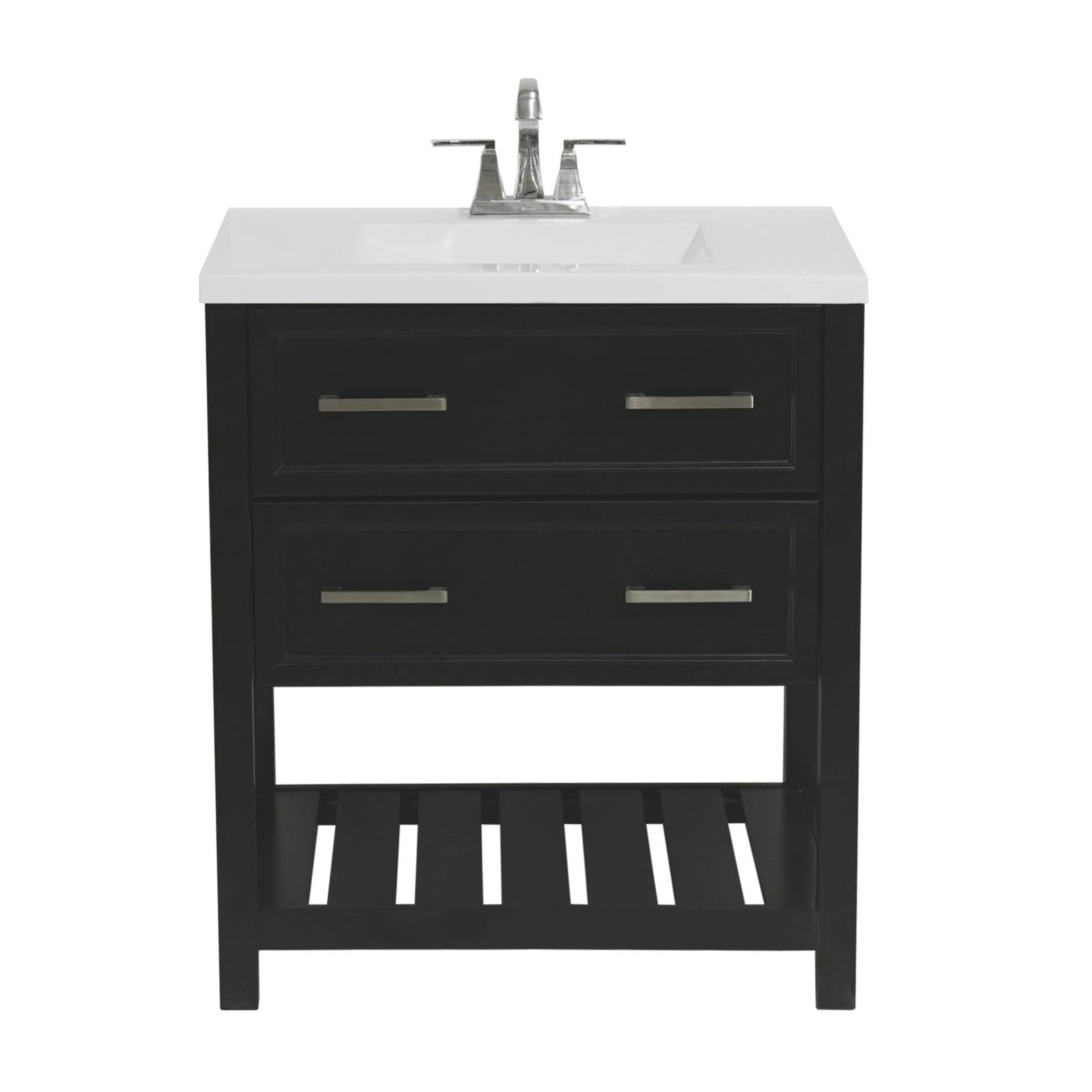 White Bath Vanity with Cultured Marble Top N472