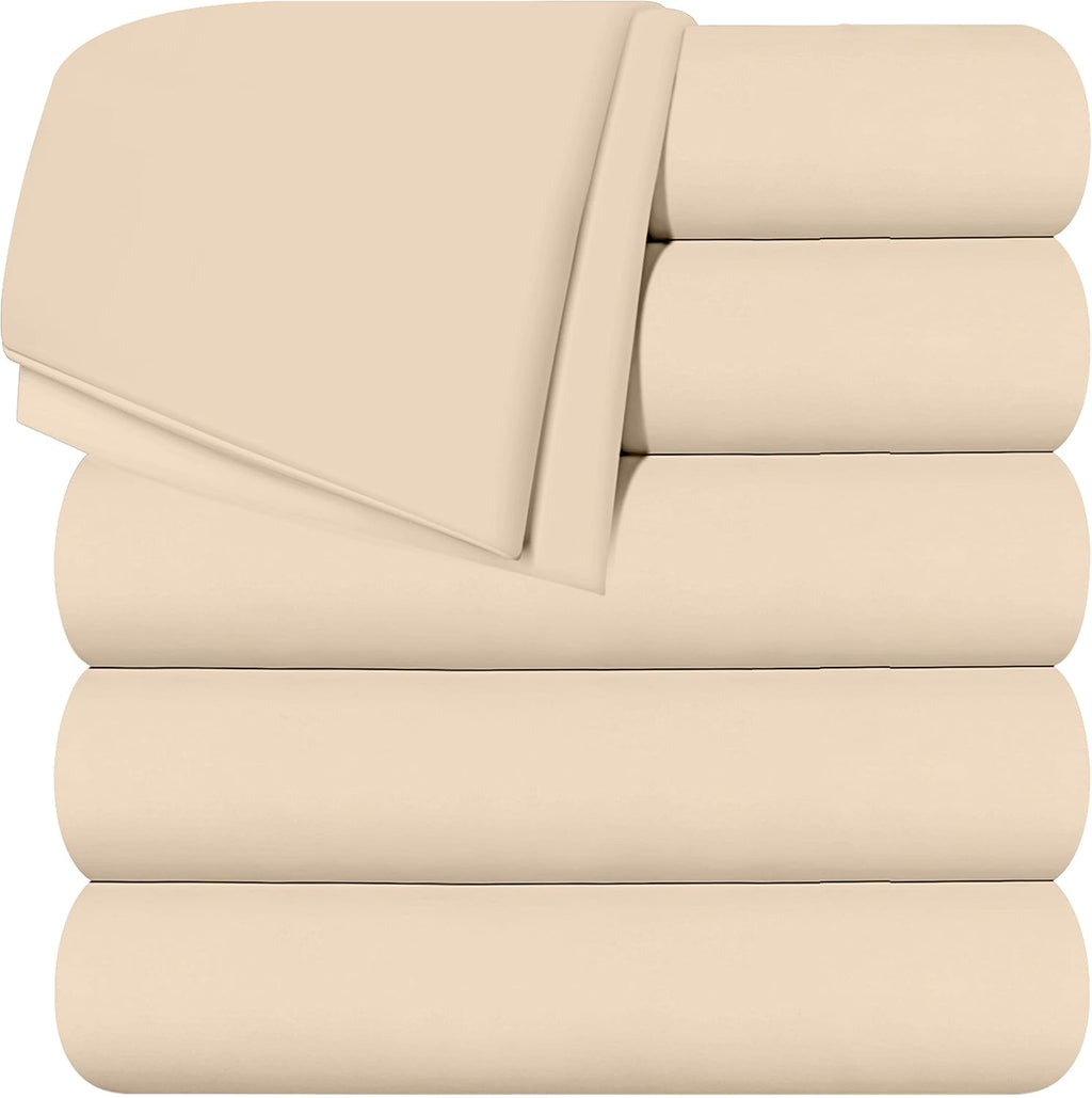 Twin White Pack of 6 Soft Brushed Microfiber Flat Sheets G47116