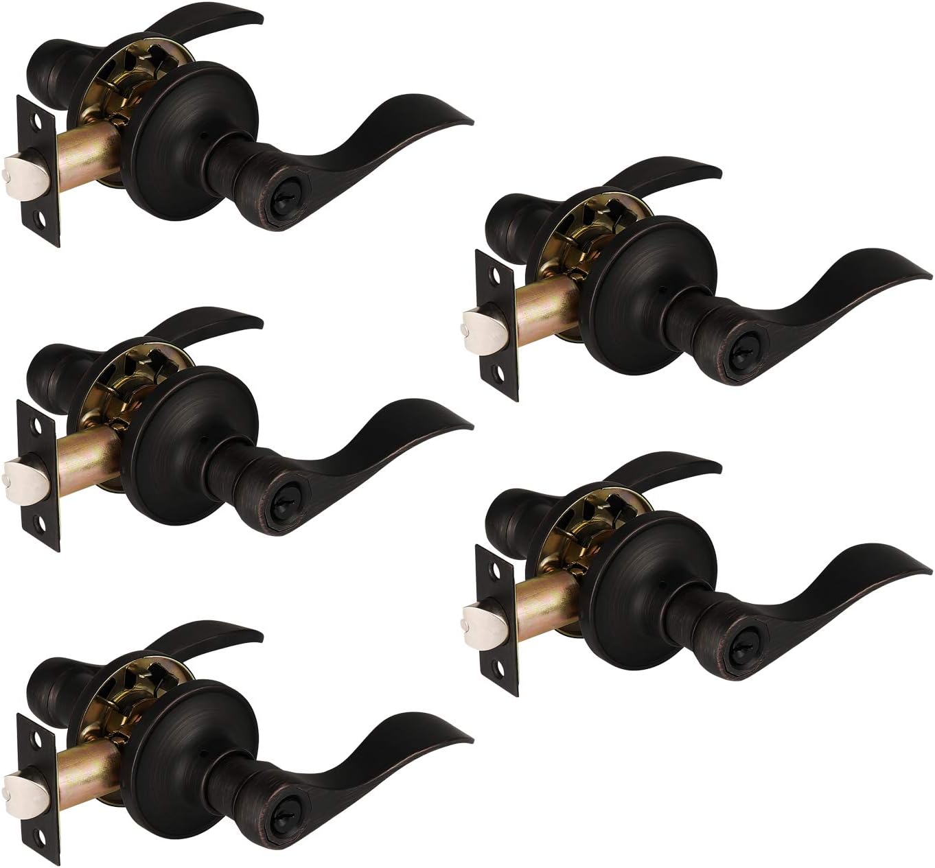 10 Pack Privacy Door Lever Locking Door Handle Set D63038