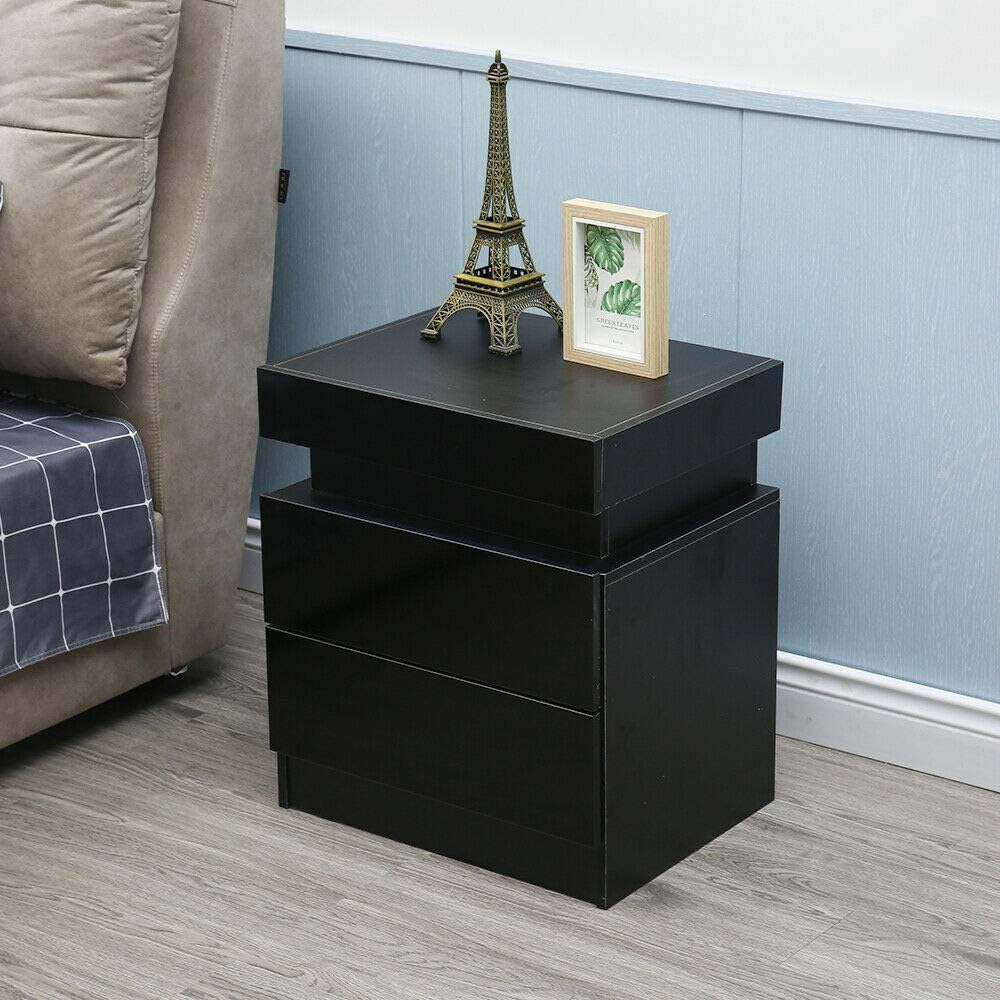 White 2 Drawer LED Nightstand Y587979
