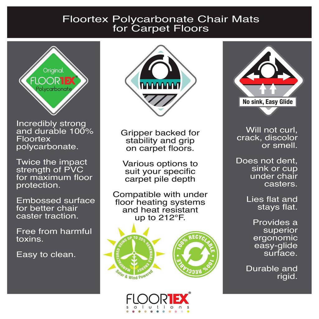 Clear Rectangular Polycarbonate Chair Mat for Carpets G698484