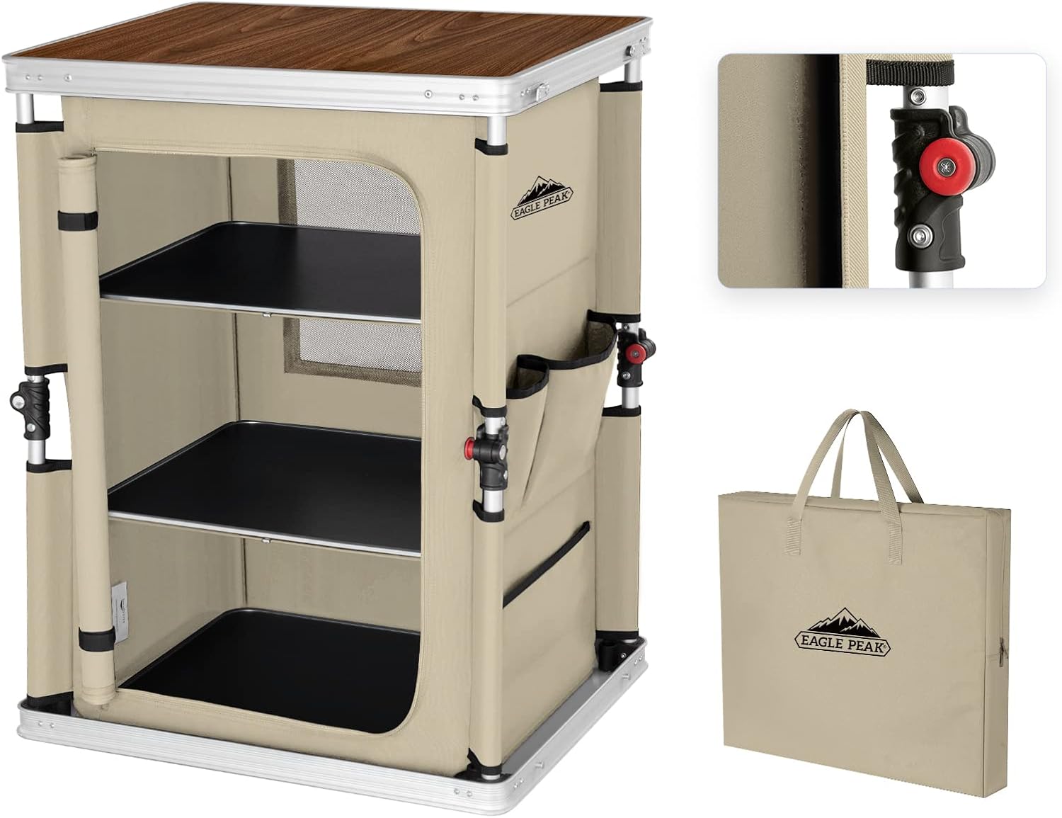 Blue Pop Up Folding Camping Table with Storage K80676